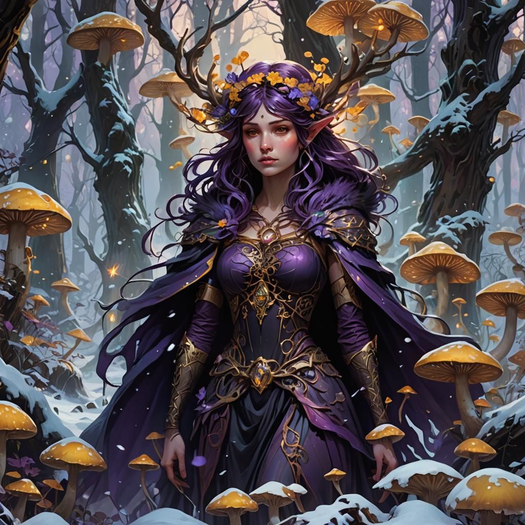 Ethereal Winter Fae in Mystical Forest