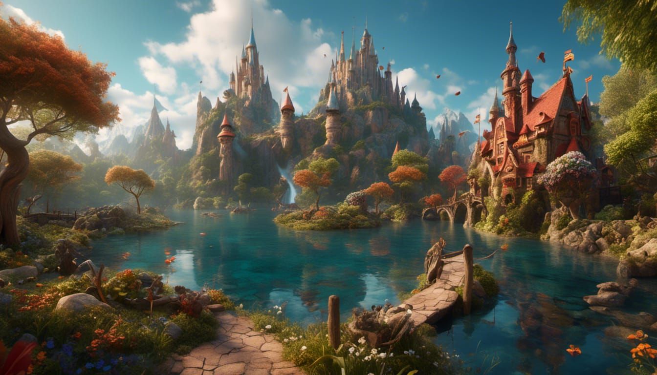 Detailed Disney Cartoon Castle Concept Art