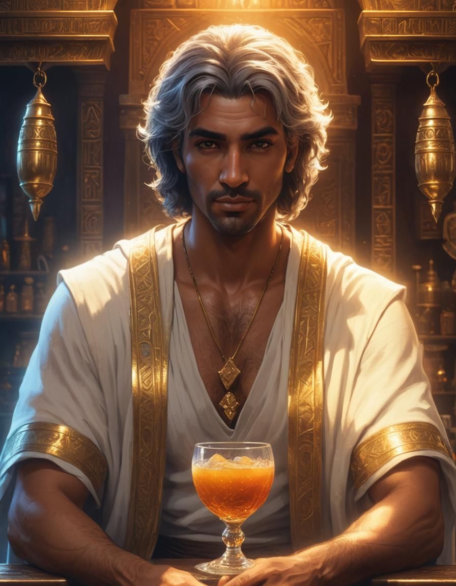 Egyptian Man Drinking from Chalice in D&D Art
