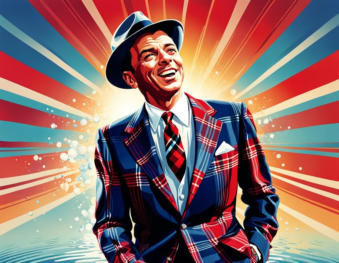Frank Sinatra Sings in Vargas-Style Illustration