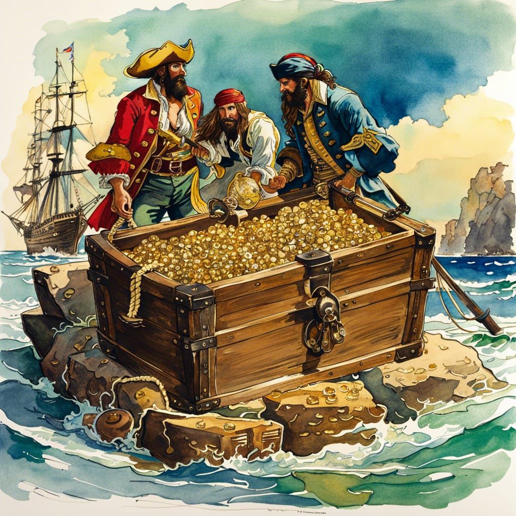 Pirate Cove Treasure in Howard Pyle Style