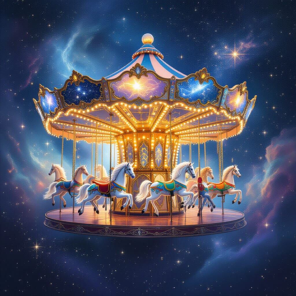 Cosmic Carousel of Stardust and Moonlight