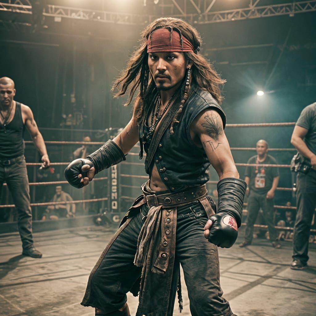 Captain Jack Sparrow as UFC Boxer: Cinematic Film Still