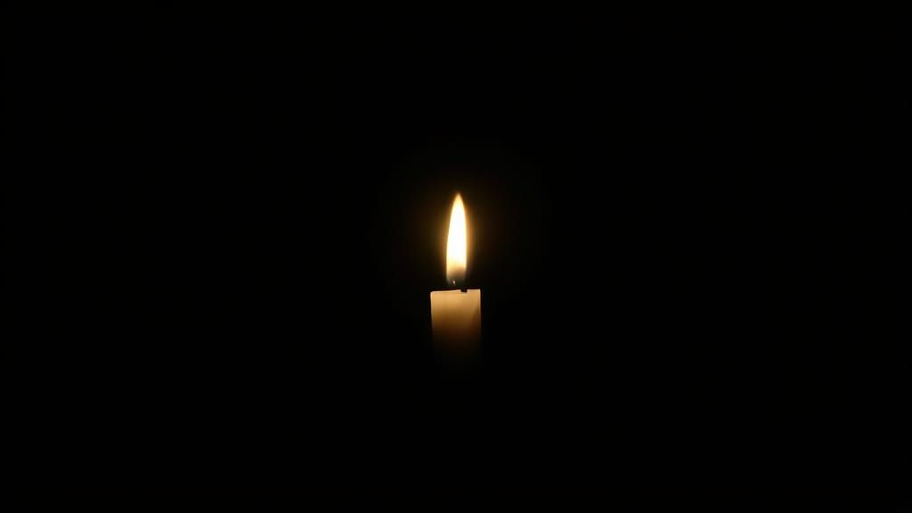 Single Candle Burns in Darkness with Broken Map - Photoreali...