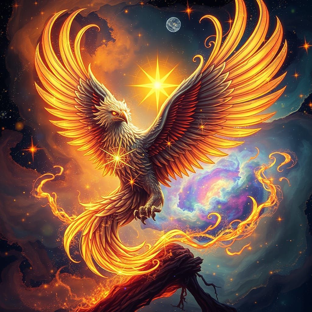 Celestial Phoenix Rising: Starlight Feathers in Art Nouveau ...