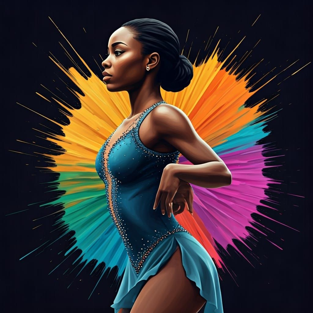 Ghanaian Skater in Vibrant Paint Splash, Hyperrealistic Styl...