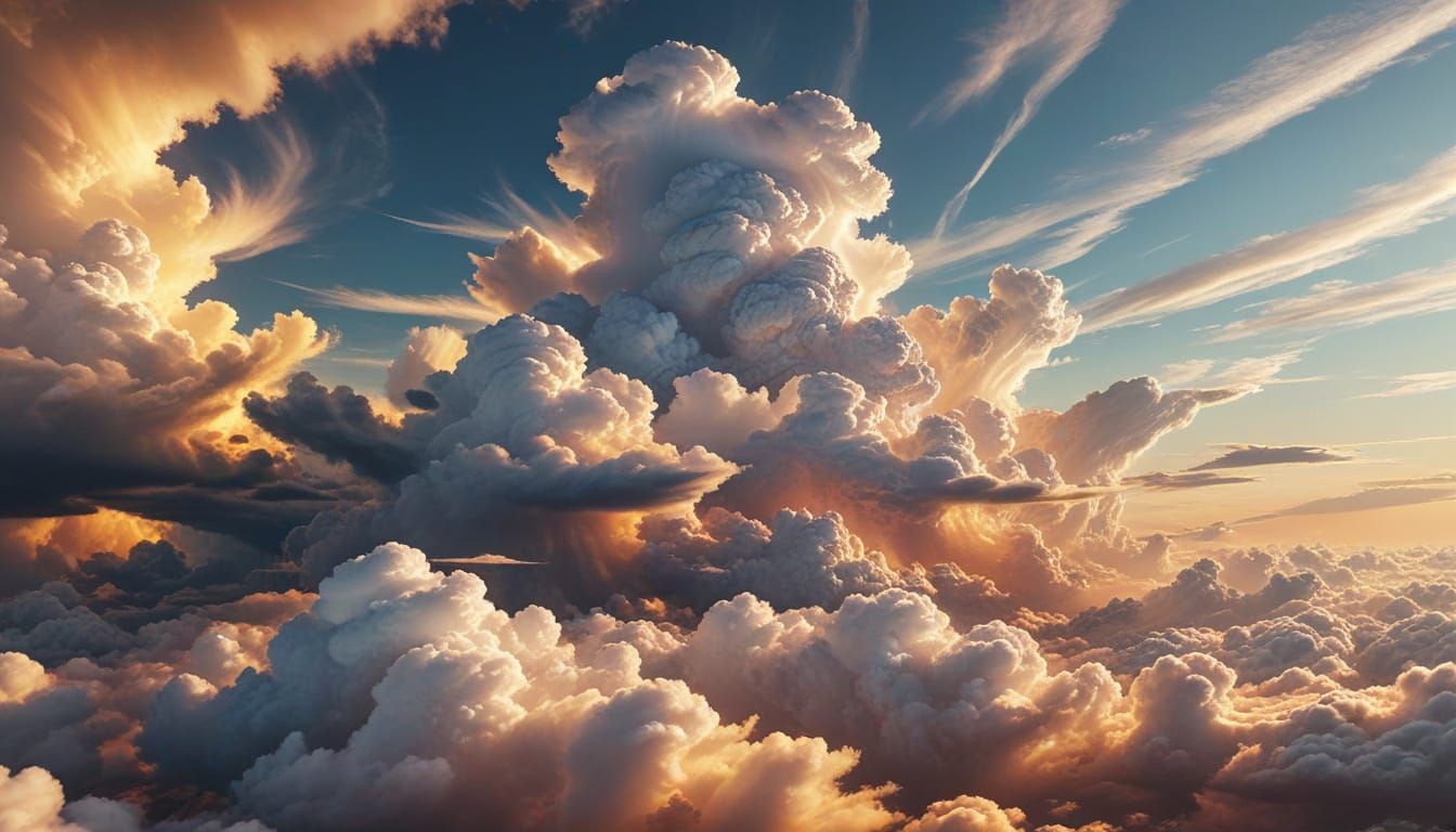 Atmospheric Cloud Formations in Digital Illustration