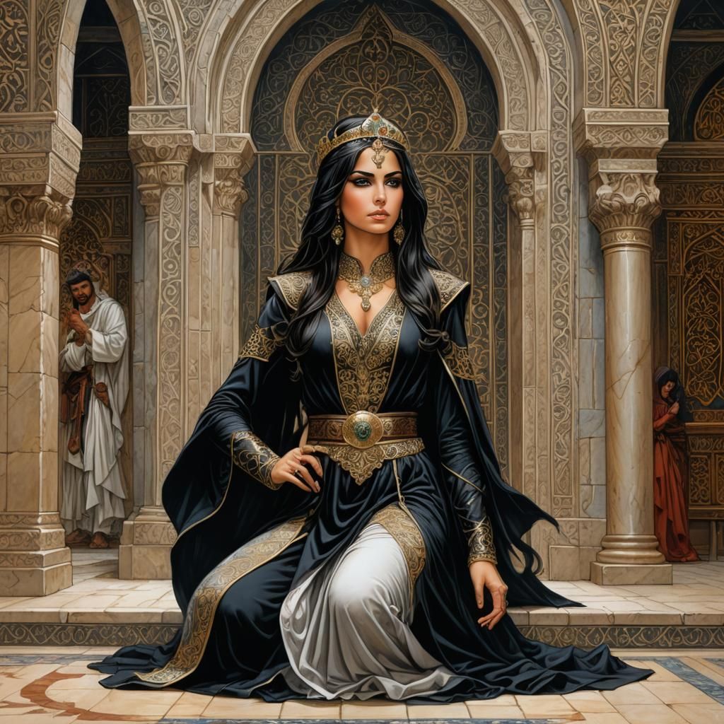 Arabian Princess Gives Order in Opulent Castle