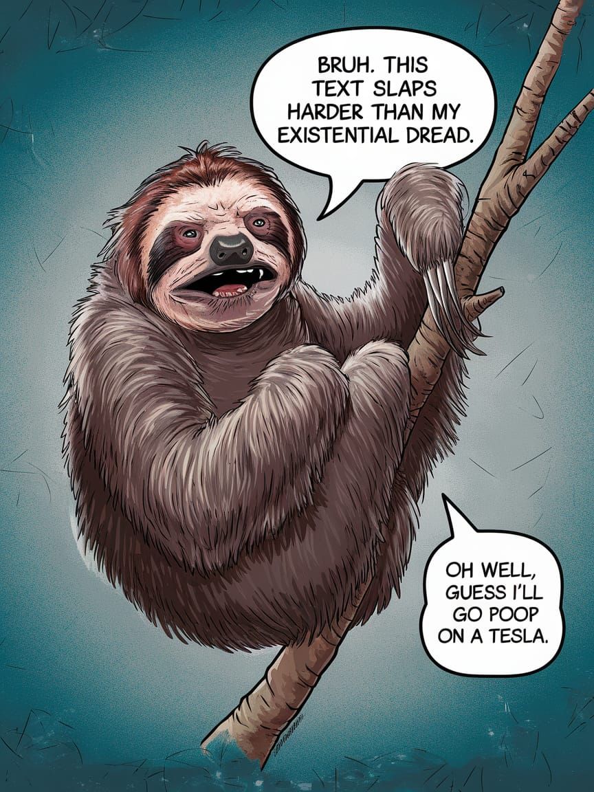 Deranged Sloth Expresses Existential Dread in Cyberpunk-Styl...