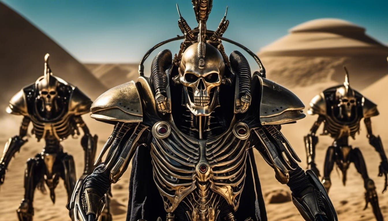 Necron Overlords on Battlefield in Ancient Egypt Aesthetic