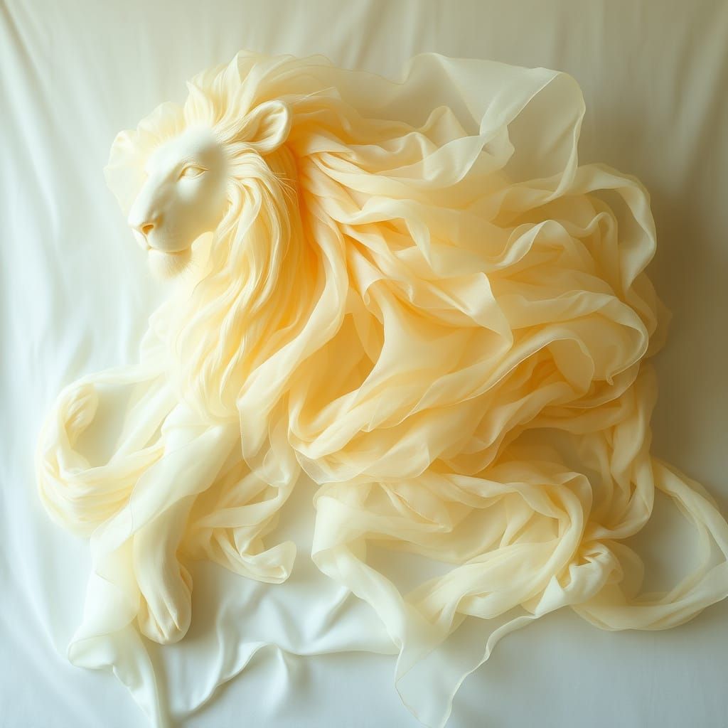 Lion in Ethereal Fabric Silhouette