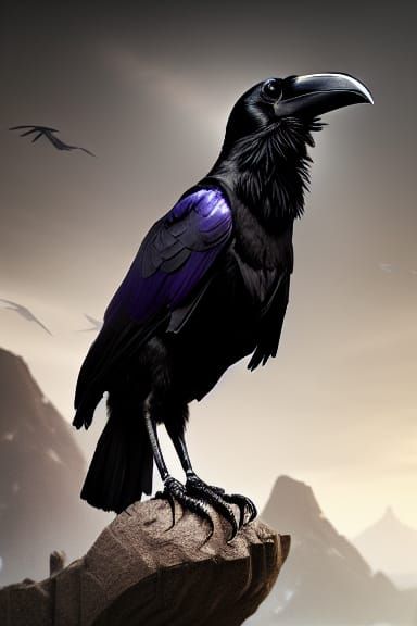 Detailed Raven Portrait in a Maximalist Style