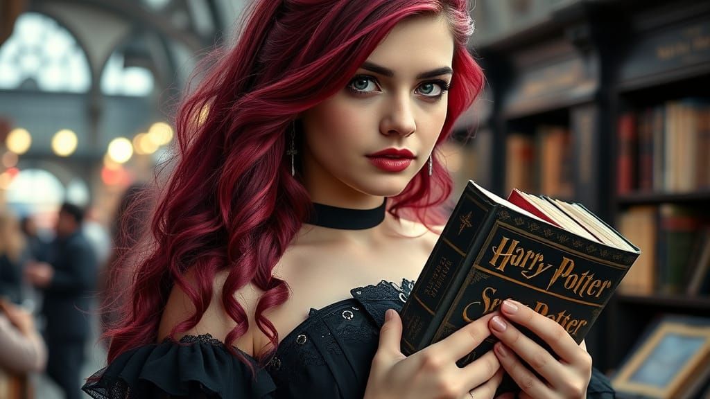 Gothic Woman Finds Harry Potter Books