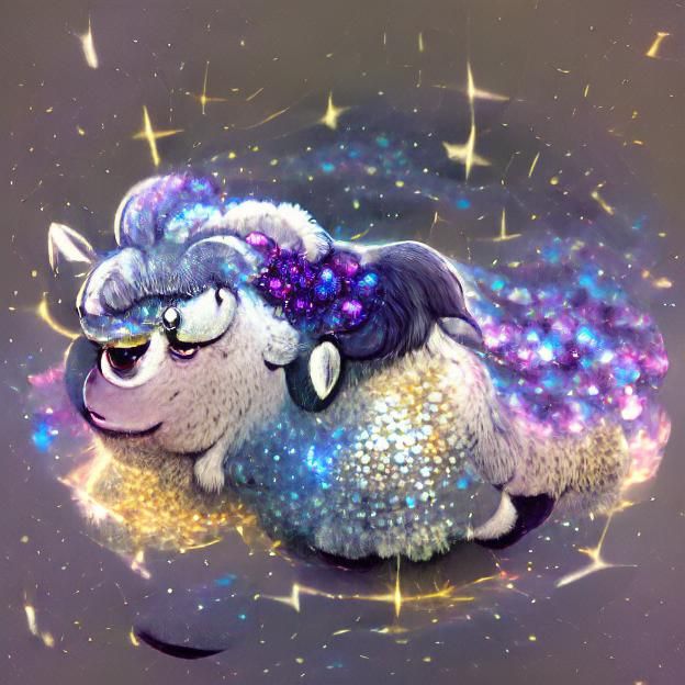Sparkly Galaxy Fur Sheep: A Cosmic Creature