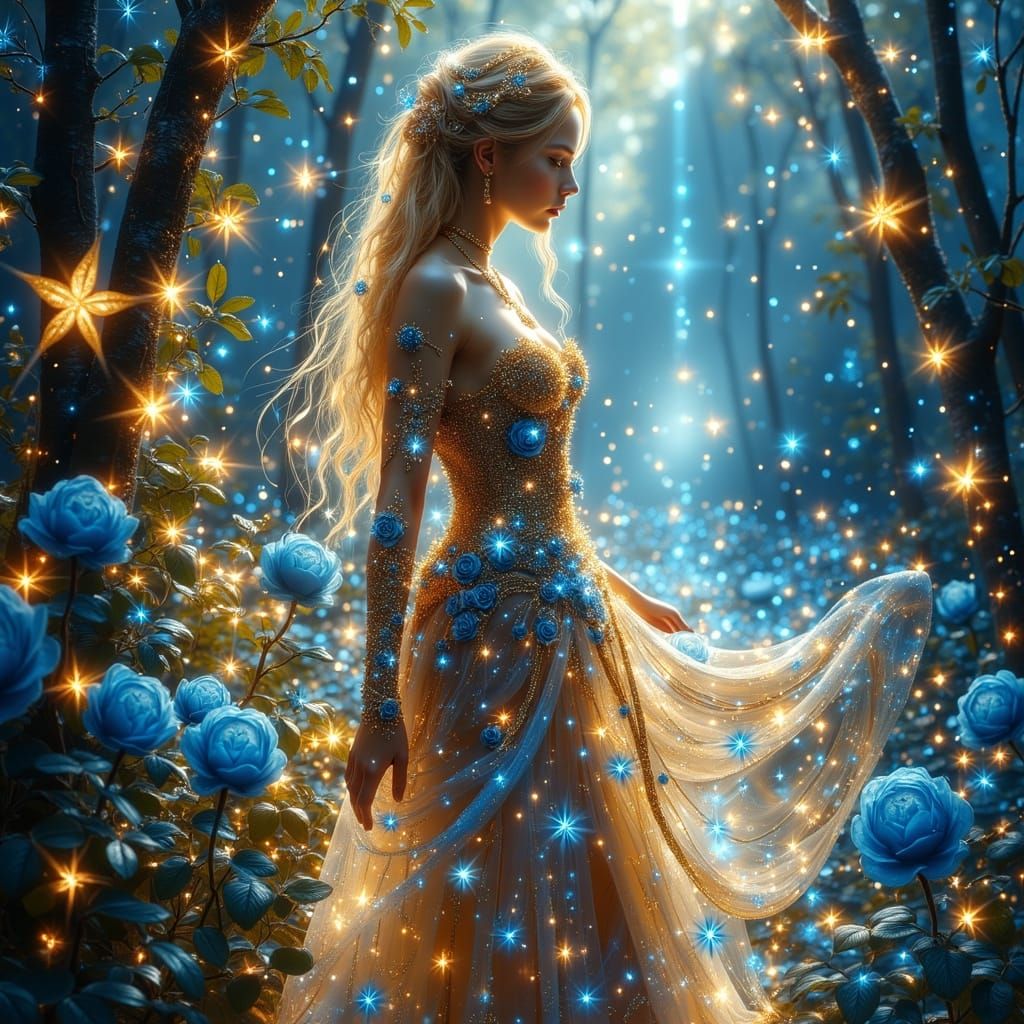 Bioluminescent Gothic Garden Princess in Surreal Style