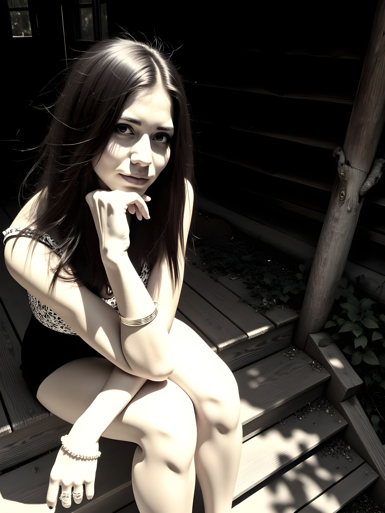 Sensual Woman in a Whimsical, Romantic Setting