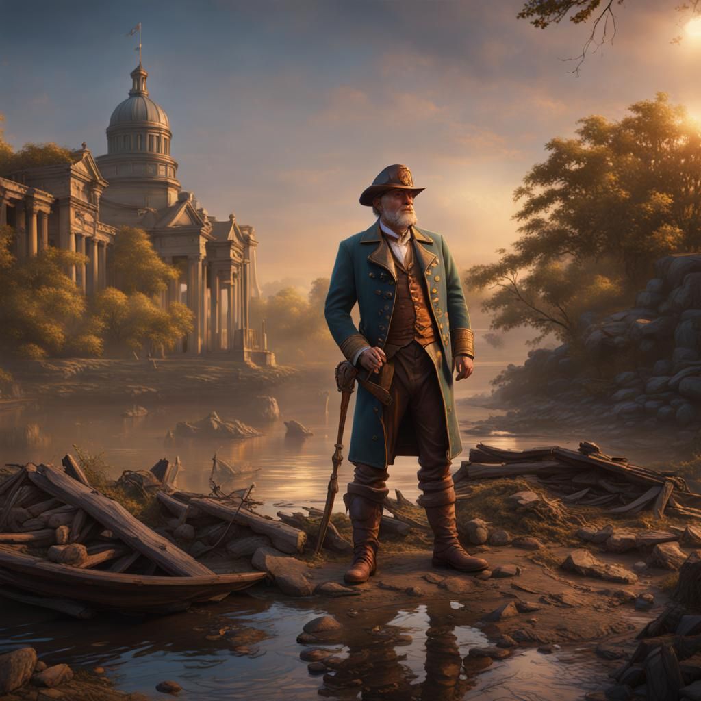 Treasure Hunter on the Mississippi at Sunrise