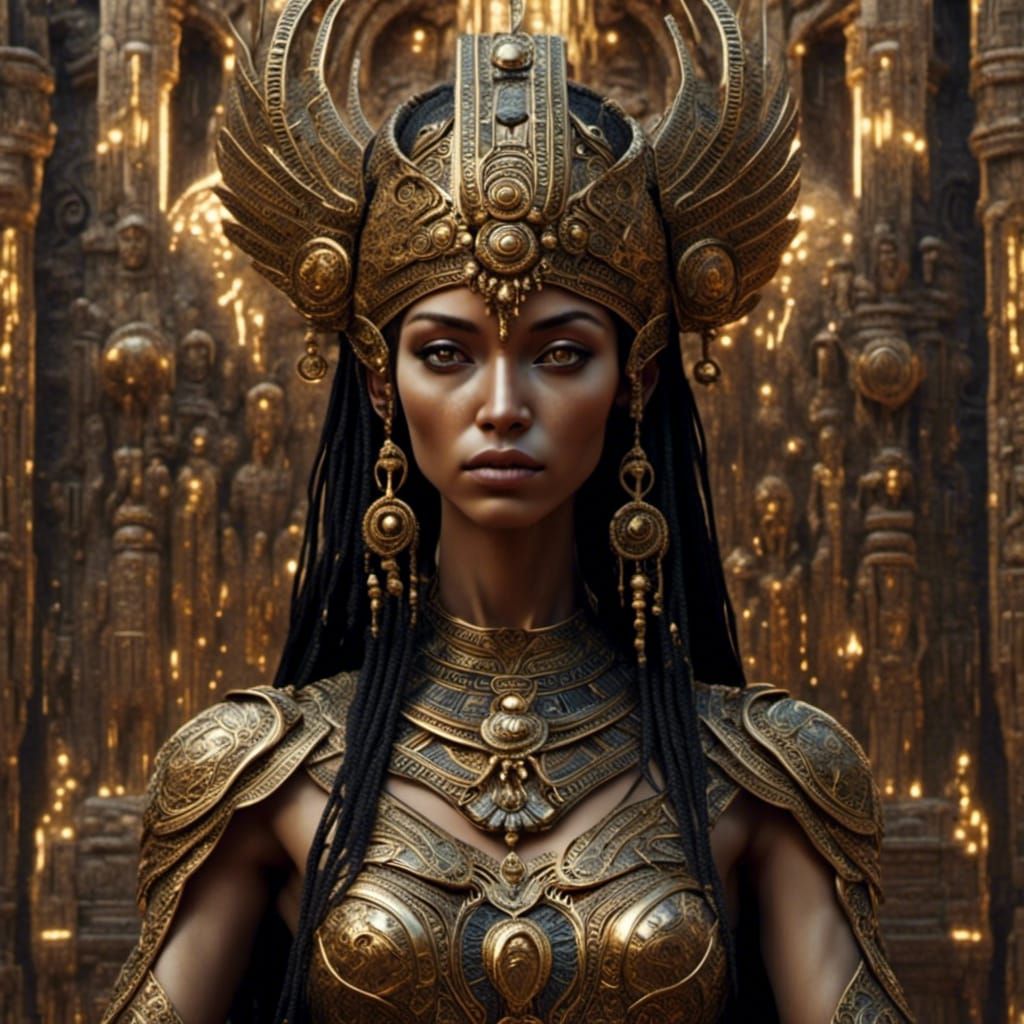 Hyperrealistic Depiction of Egyptian Goddess Isis