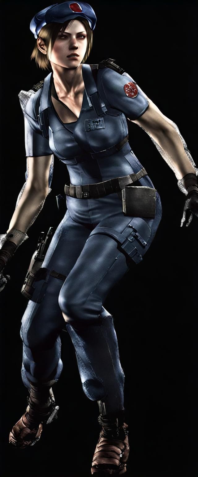 Jill Valentine in Laboratory, Hyperrealistic Anime Style
