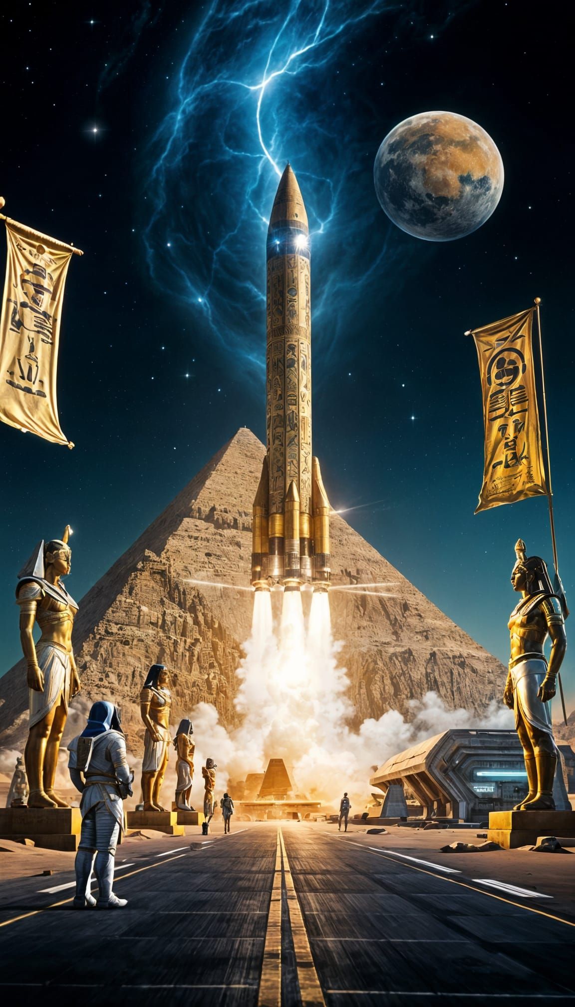 Egyptian Spaceport: Pyramid Rocket Launch on Mars