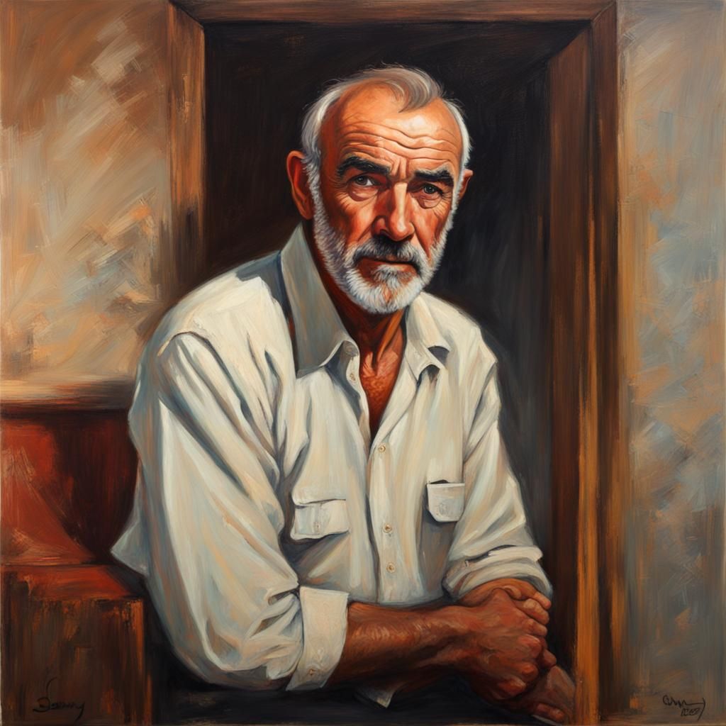 Sean Connery Portrait as Oil Painting