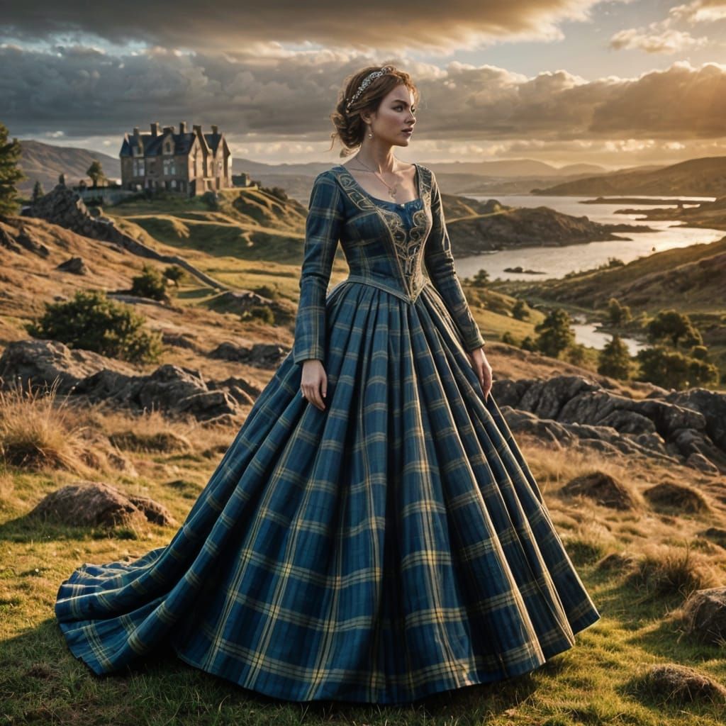 Princess in Scottish Tartan Ball Gown, Scotland