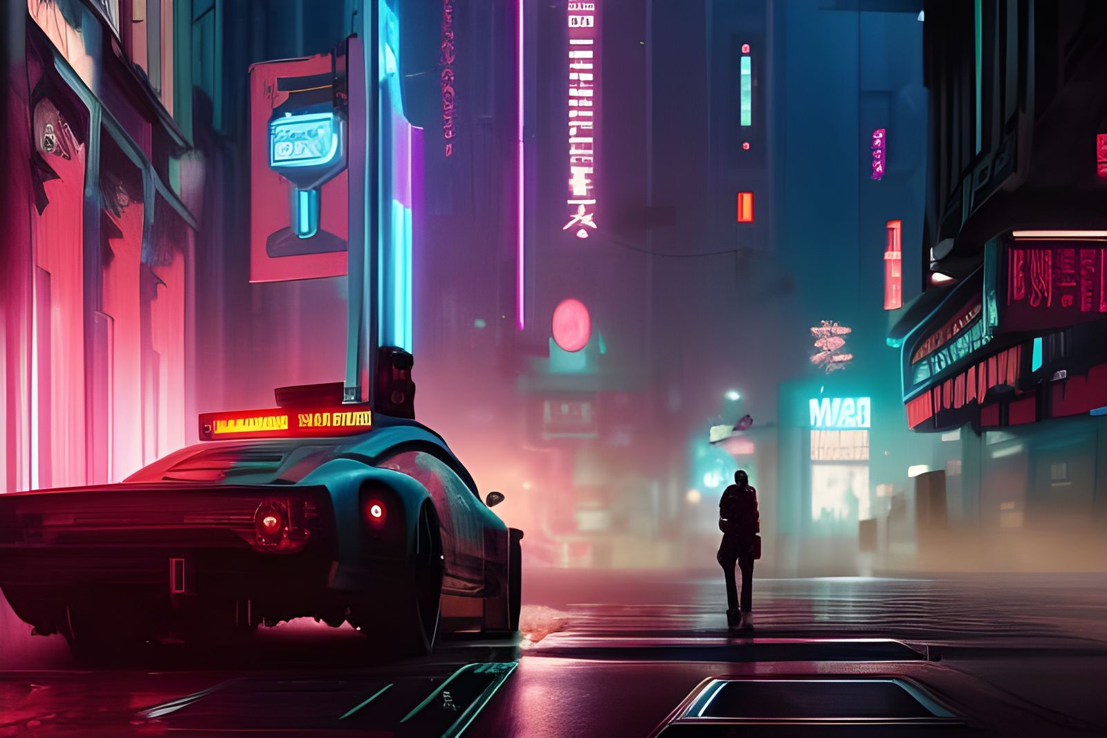 Cyberpunk Detective Squad in Neon Cityscape