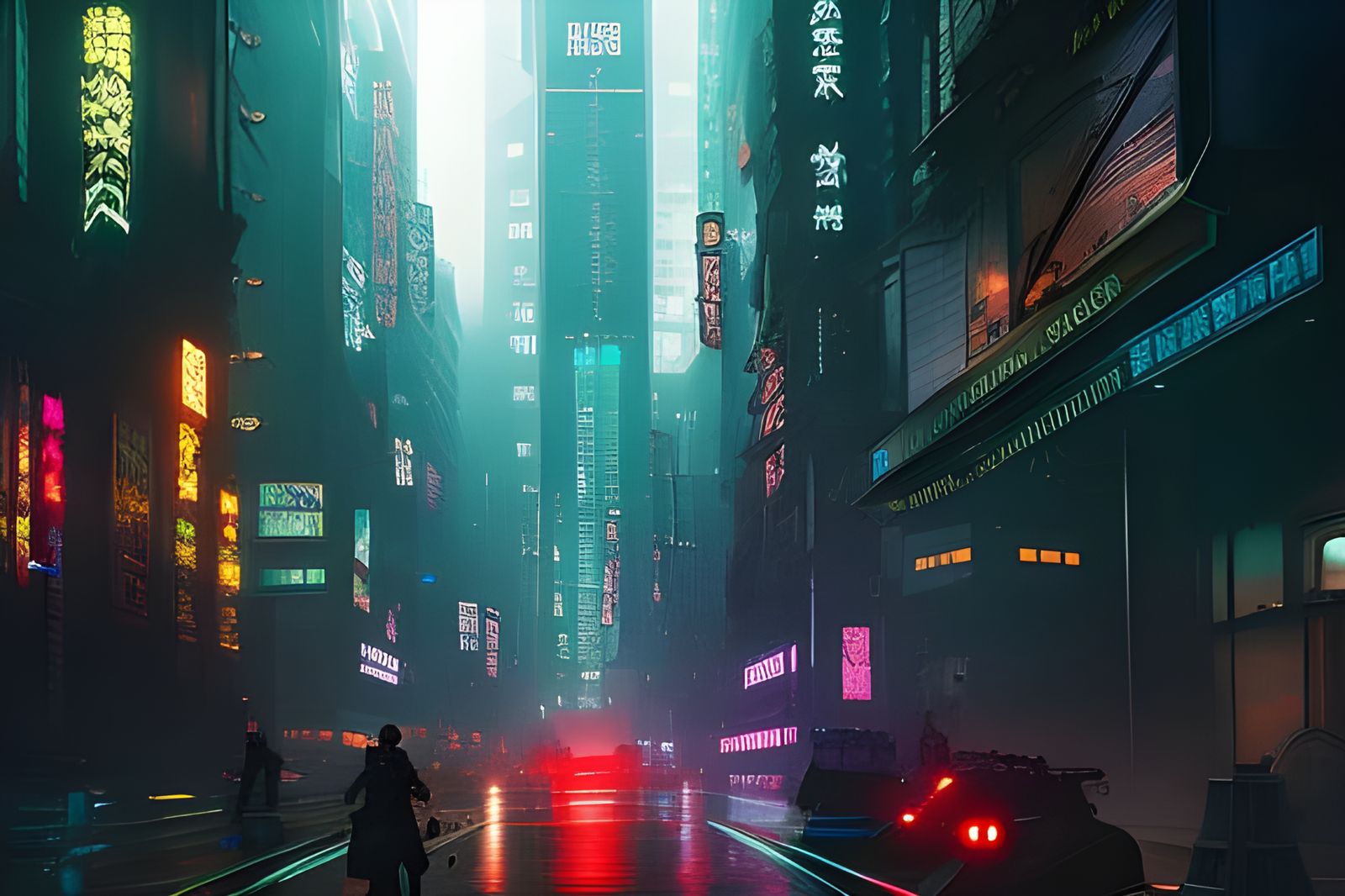 Cyberpunk Detective Squad in Neon City at Night