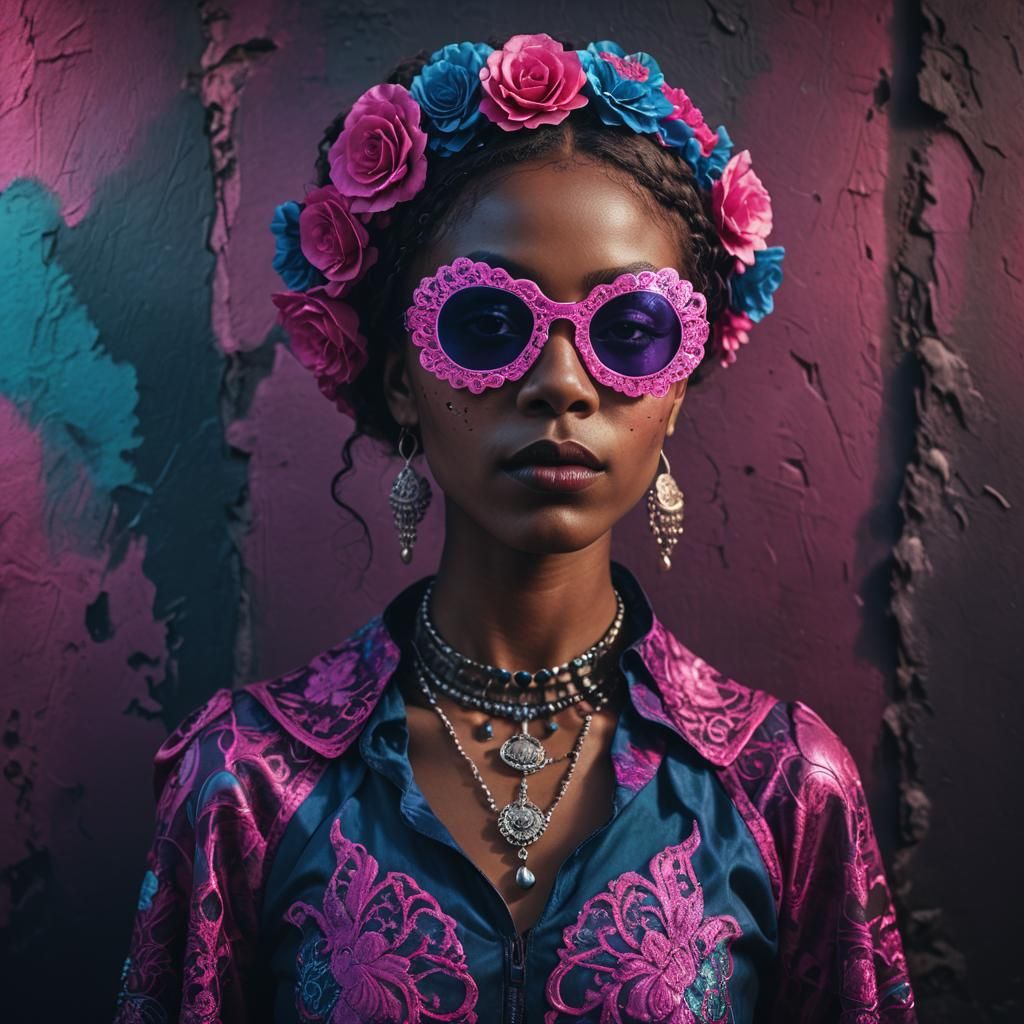 Hyperrealistic Portrait of African Woman as Catrina