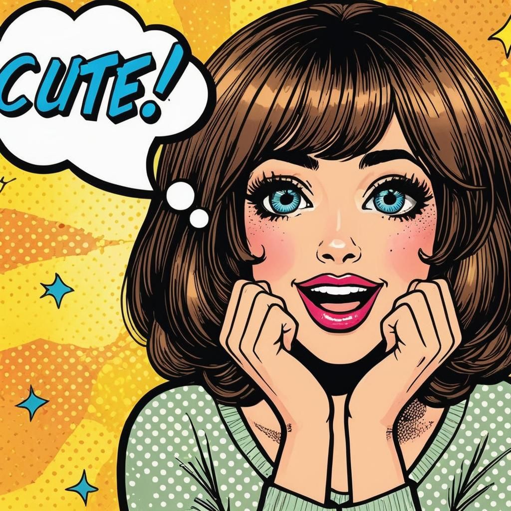 Pop Art Girl with Speech Bubble in Graphic Novel Style