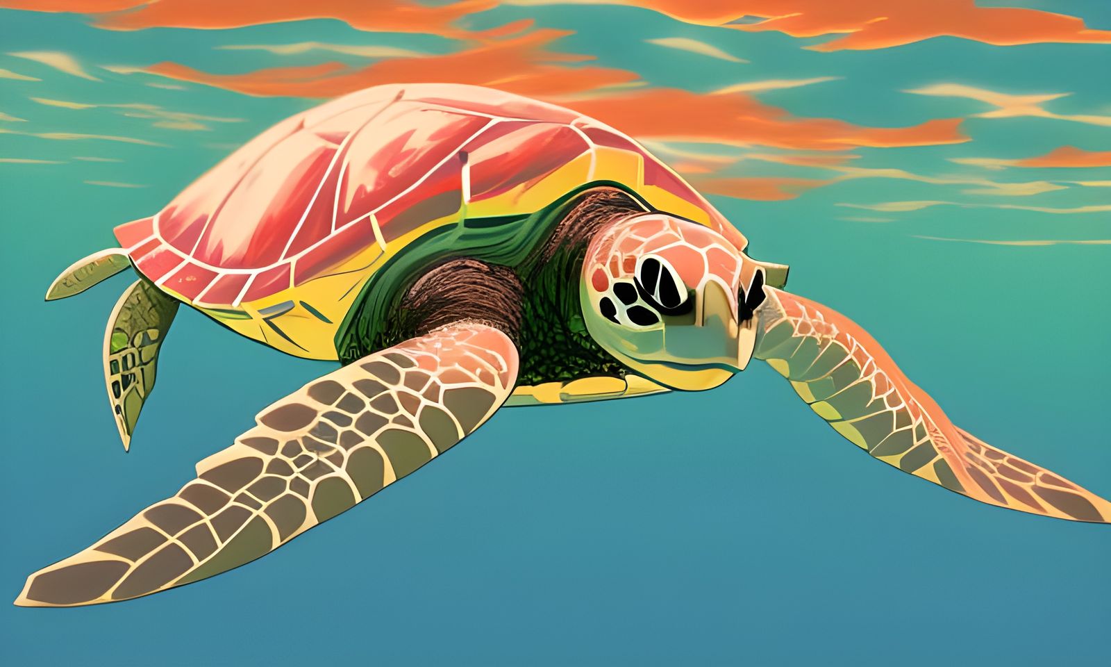 Sea Turtle Underwater: Studio Ghibli Anime