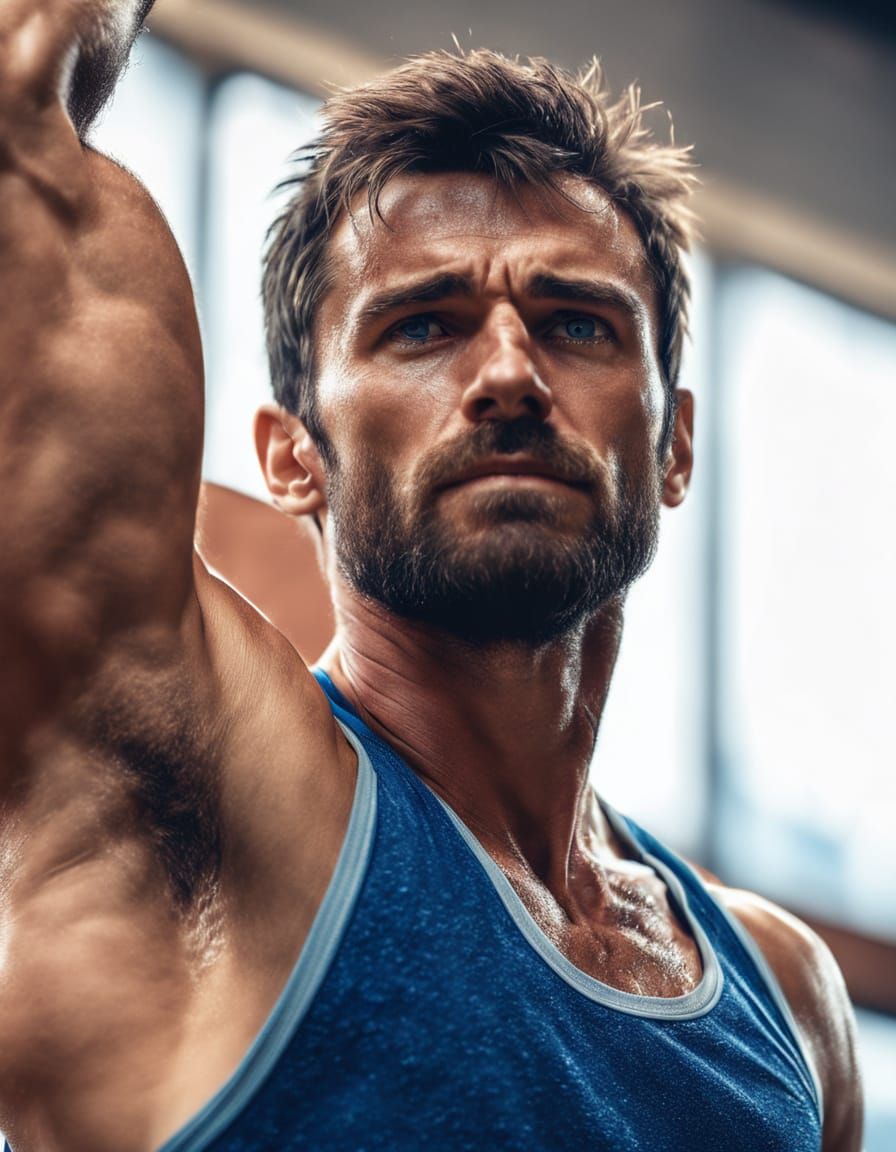 Muscular Man Showcases His Hairy Armpits in Sweaty Glory