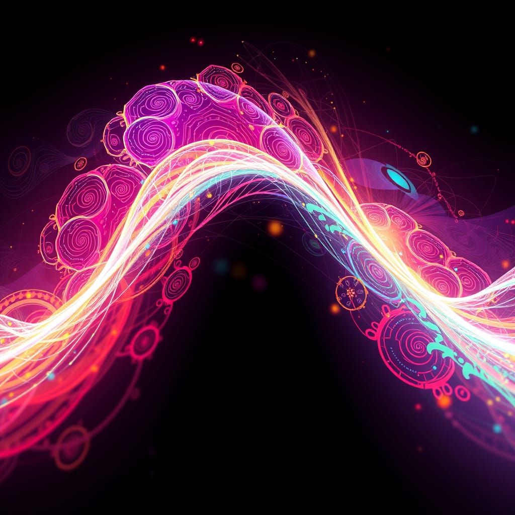 Vibrant Abstract Vector Fractal Artwork in Futuristic Style