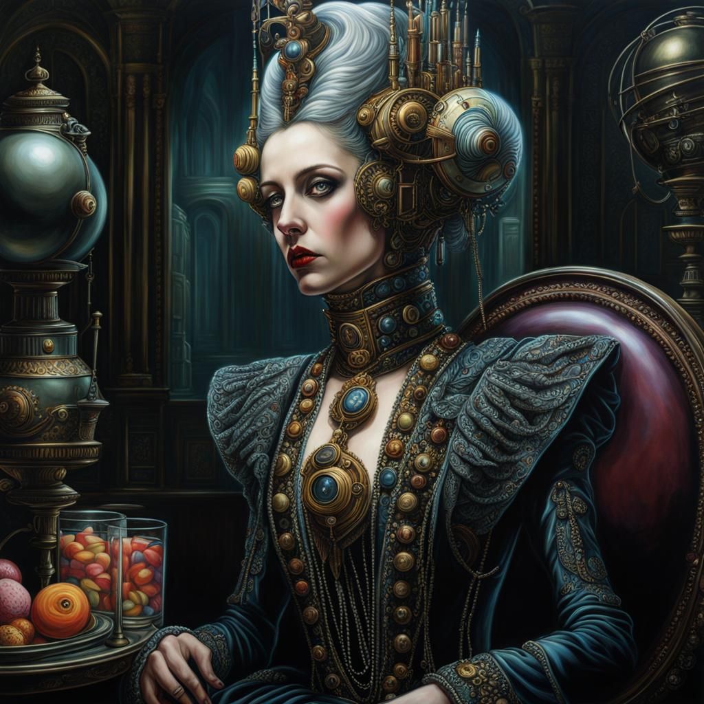 Cyberpunk Steampunk Butler Droid with Wire Crown