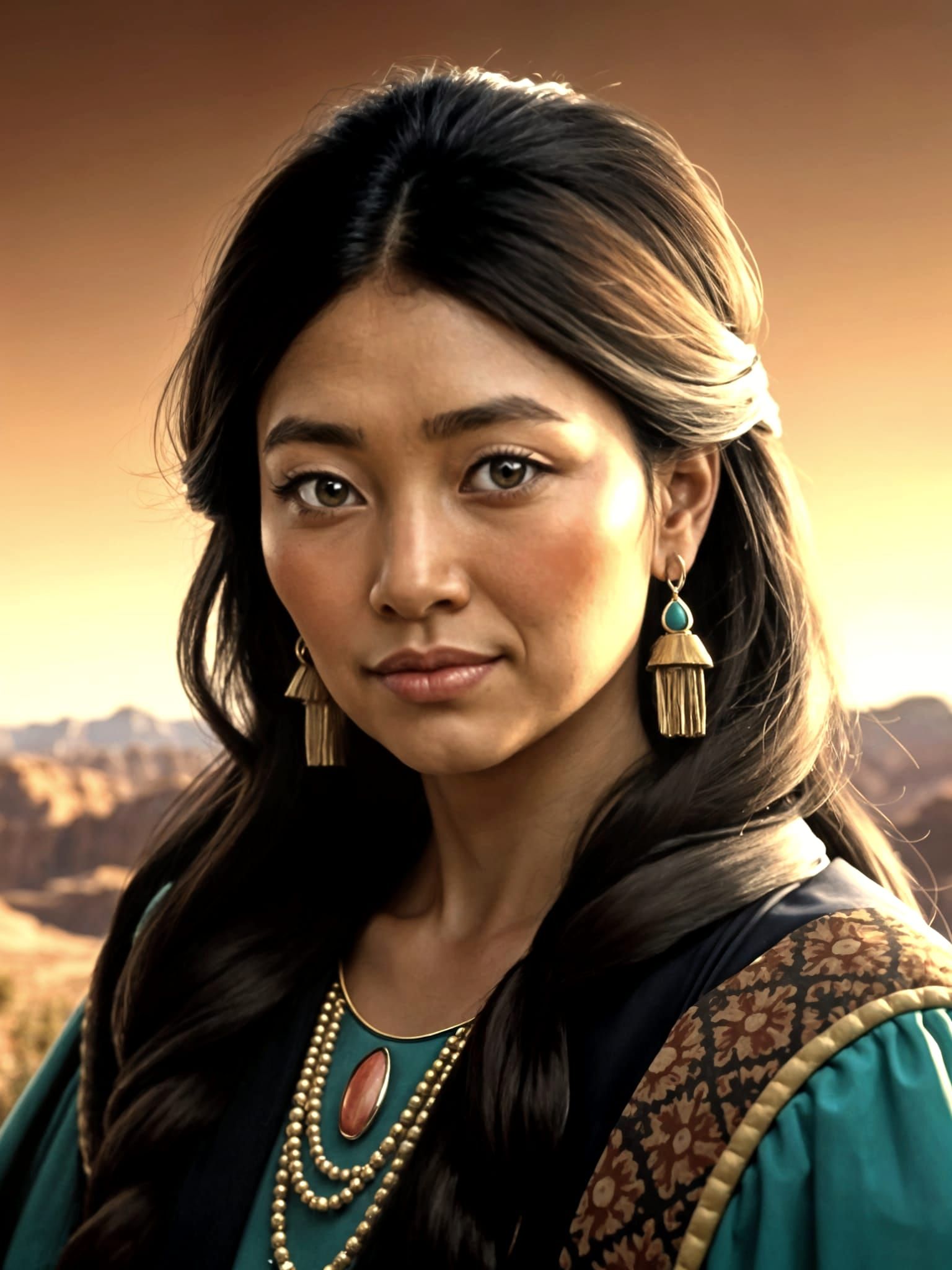 Navajo Businesswoman Embodying Dignity and Serenity