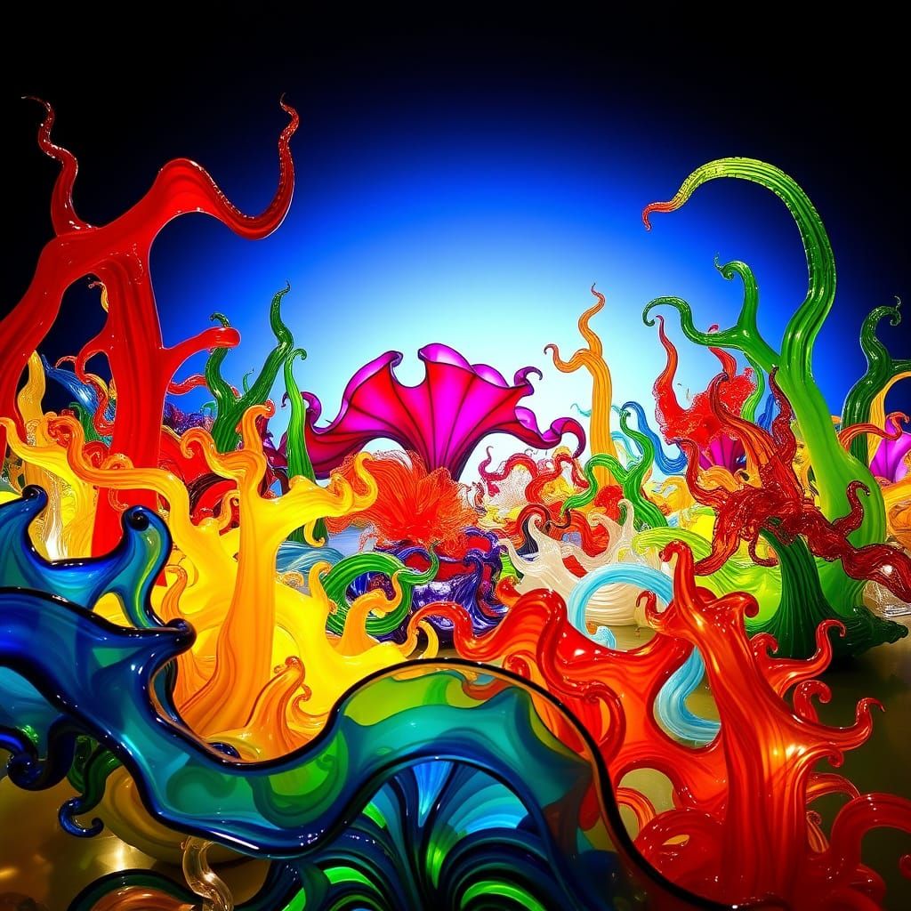 Colorful Glass Landscape in Organic Sculptural Style