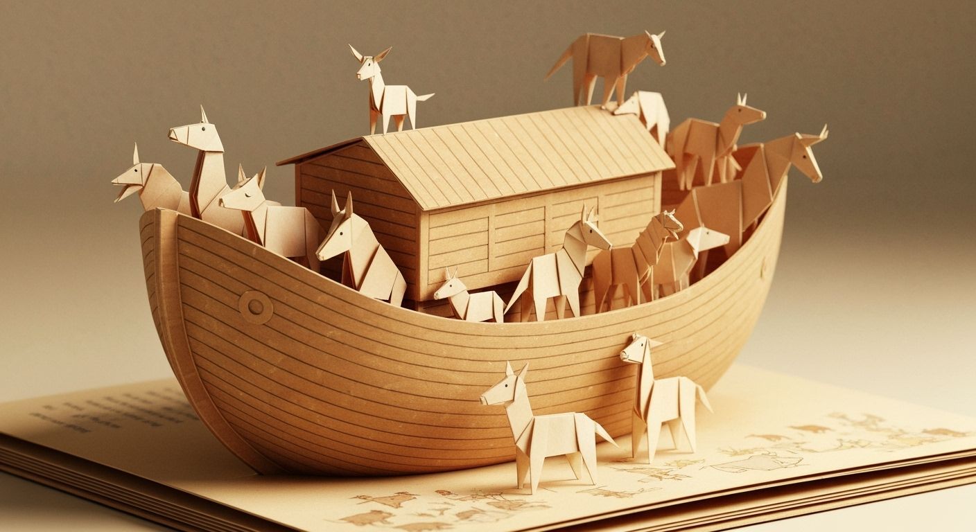Origami Noah's Ark Pop-Up Book with Paper Animals