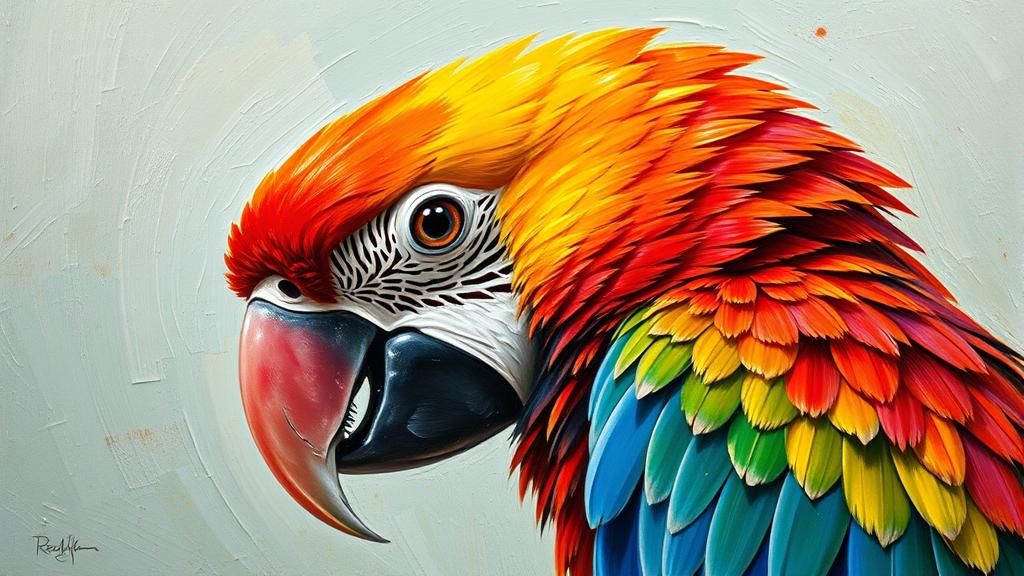 Colorful Parrot in Rosa Bonheur Style