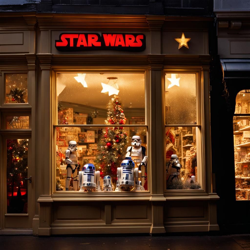 Victorian Toy Shop Window on Christmas Morning