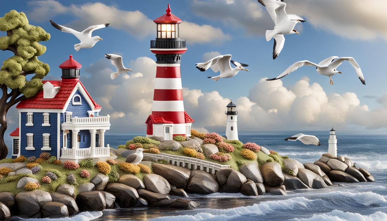 “Historic Lighthouse in a Coastal Town": Capture the nostalg...