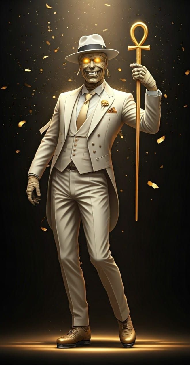 Golden Mummy Tap Dancer in White Tuxedo