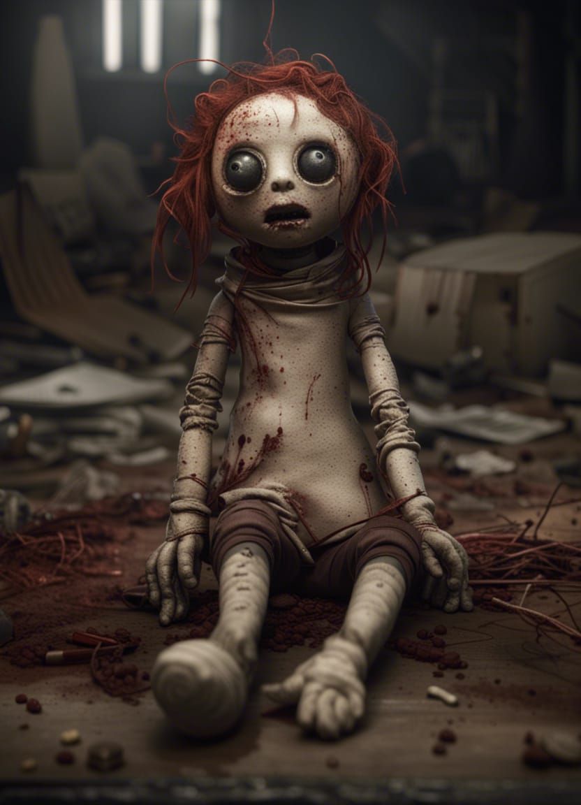 Maggot-Infested Rag Doll in a Crude Style