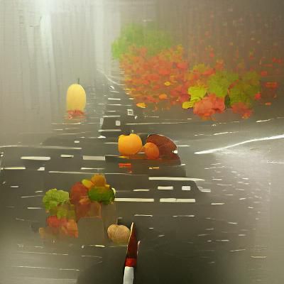 Misty Autumn Road Through Forest