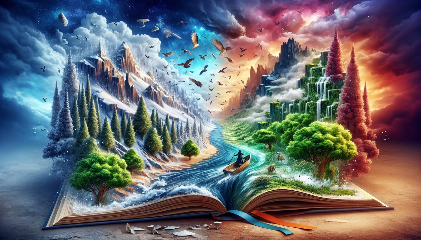 Pages transformed into landscapes,