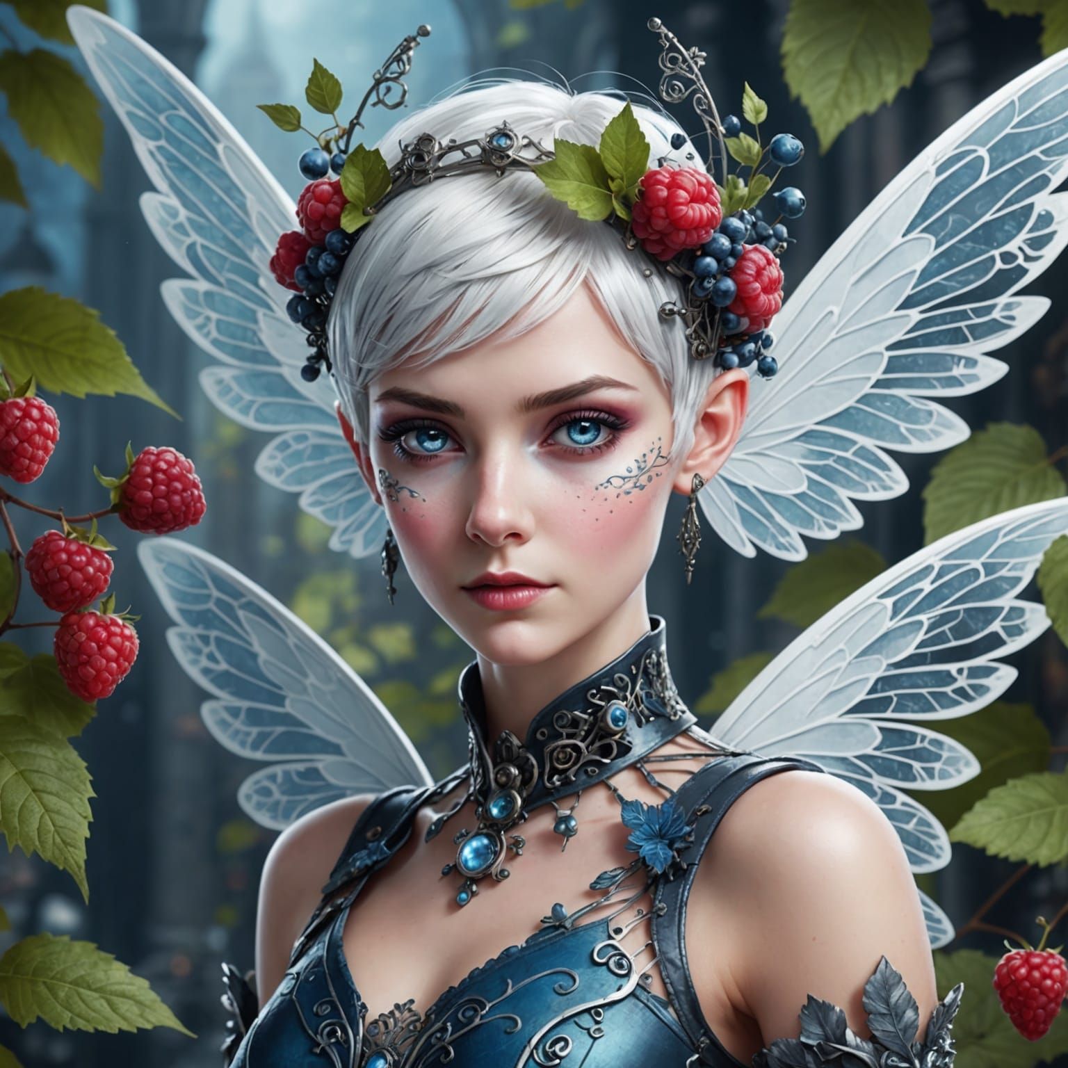 Macro Digital Illustration of Steampunk Fairy