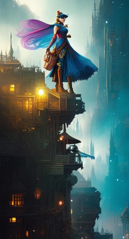 Disney Princess in Steampunk Comic Style