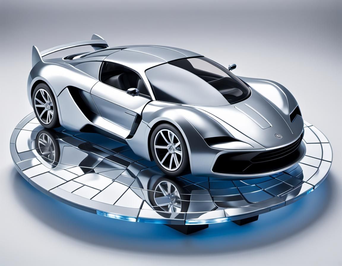Futuristic 3D Car Puzzle on Display