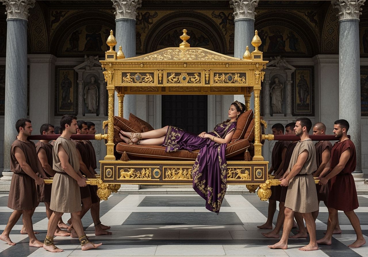 Opulent Roman Empress on Golden Litter