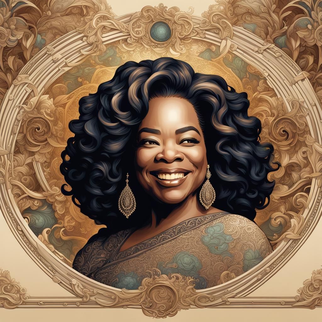 Oprah Winfrey Portrait in Nouveau Art Style