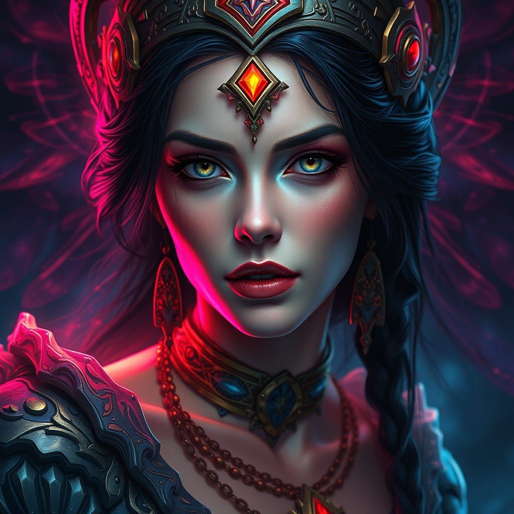 Goddess Lilith Portrait in Hyperdetailed Style